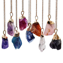 DIY нерегулярная форма натуральные каменные подвески Красочное кристаллическое подвесной ожерелья агата аксессуары для женщин